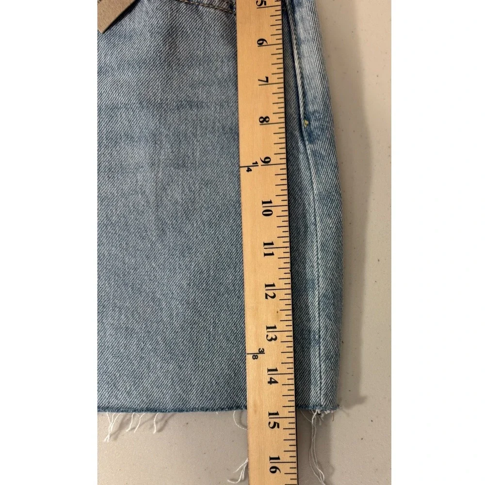 Levis Icon Skirt Women 32 Light Blue Denim Mini Raw Hem Button Fly Summer‎ NEW